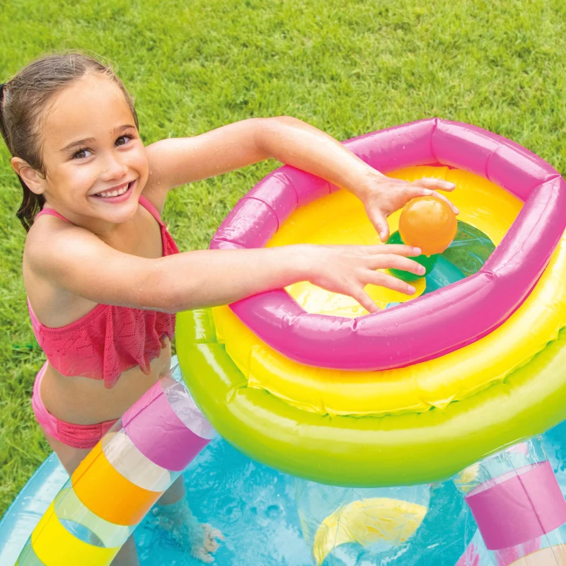Centro de Juegos Hinchable 2 en 1 con Tobogán, 191x295x109 Cm, Multicolor