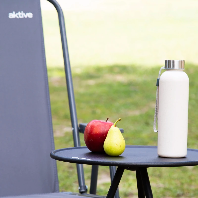Mesa Plegable de Camping en Aluminio Antideslizante, 37x37x55 Cm, Negra