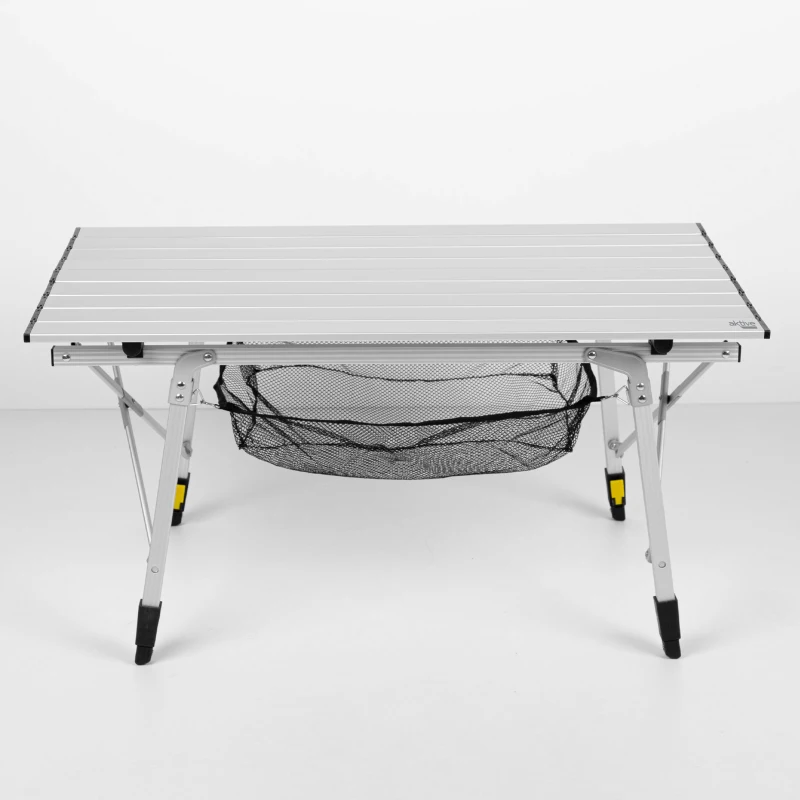 Mesa Plegable Camping Aktive Antideslizante y Ajustable, 19,5x14x93,5 Cm, Plata