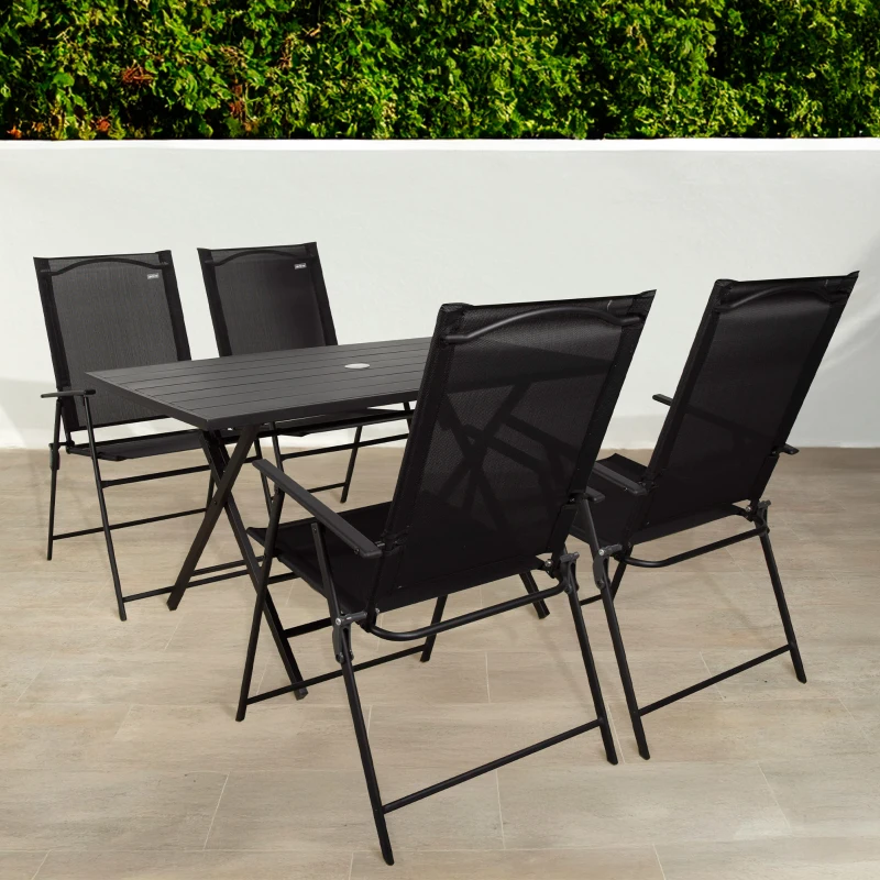 Pack de 4 Sillas Plegables Slim, 47x64x95 Cm, Negro