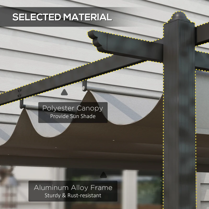 Outsunny 4 x 3m Aluminium Pergola with Retractable Roof, Modern Outdoor Gazebo Canopy Shelter for Patio Lounge, Garden Dining & Outdoor Living, Grey