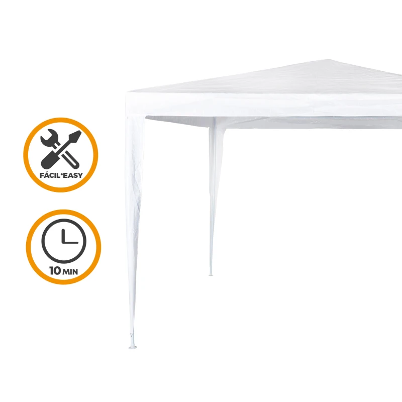 Cenador Desmontable con Estructura de Acero, 300x300x250 Cm, Blanco