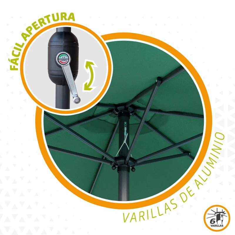 Parasol Hexagonal Aktive Garden Mástil 48 Mm Ø300 Cm, Verde