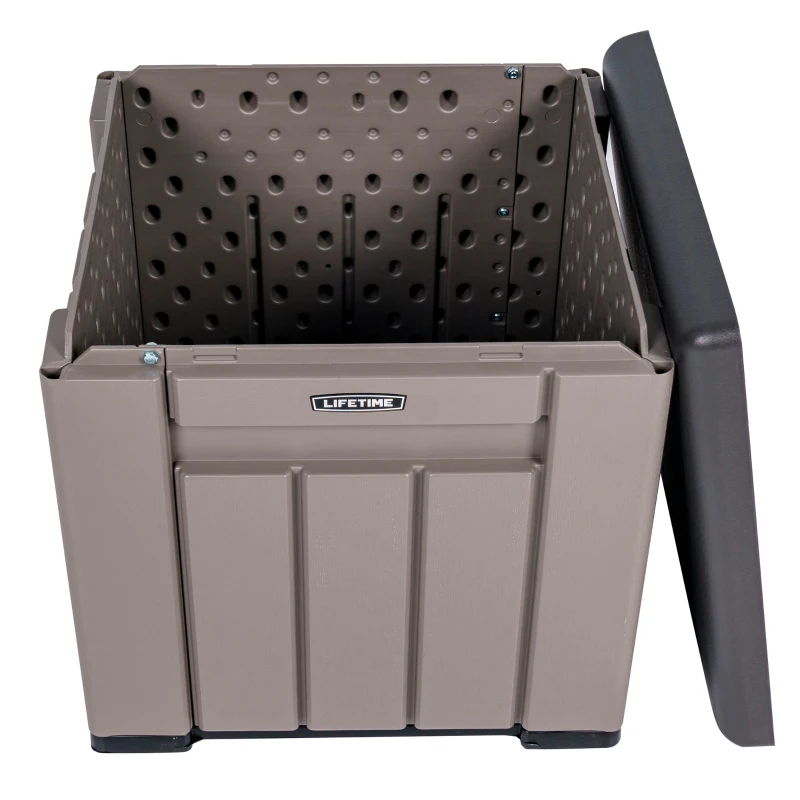 Baúl Exterior Ultrarresistente con Tapa Desmontable, 51x51x51 Cm, Gris