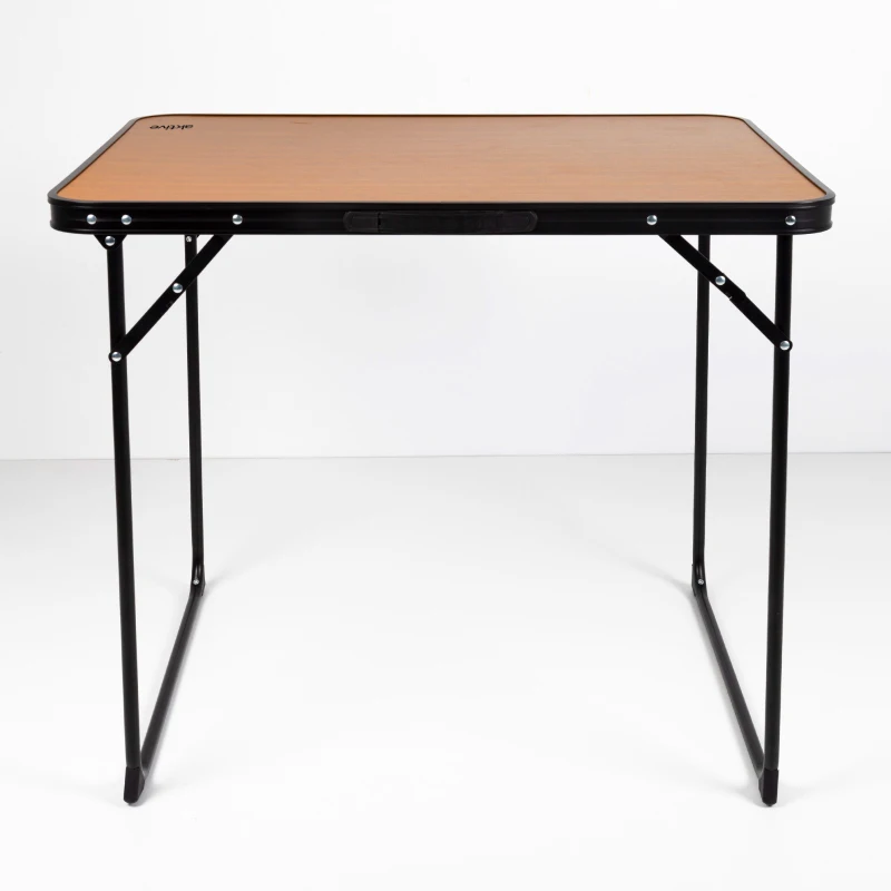 Mesa Plegable Camping Aktive con Asa de Transporte, 80x60x67 Cm, Madera Efecto Bambú
