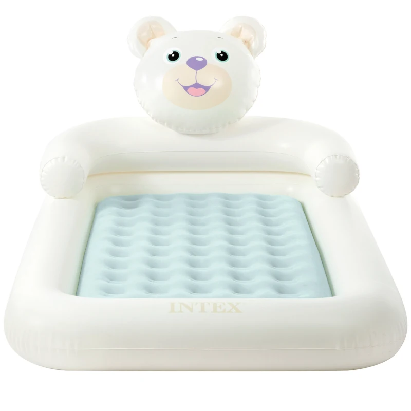 Colchón Hinchable Infantil Osito con Colchón Extraíble Fiber-Tech, 114x178x71 Cm, Crema