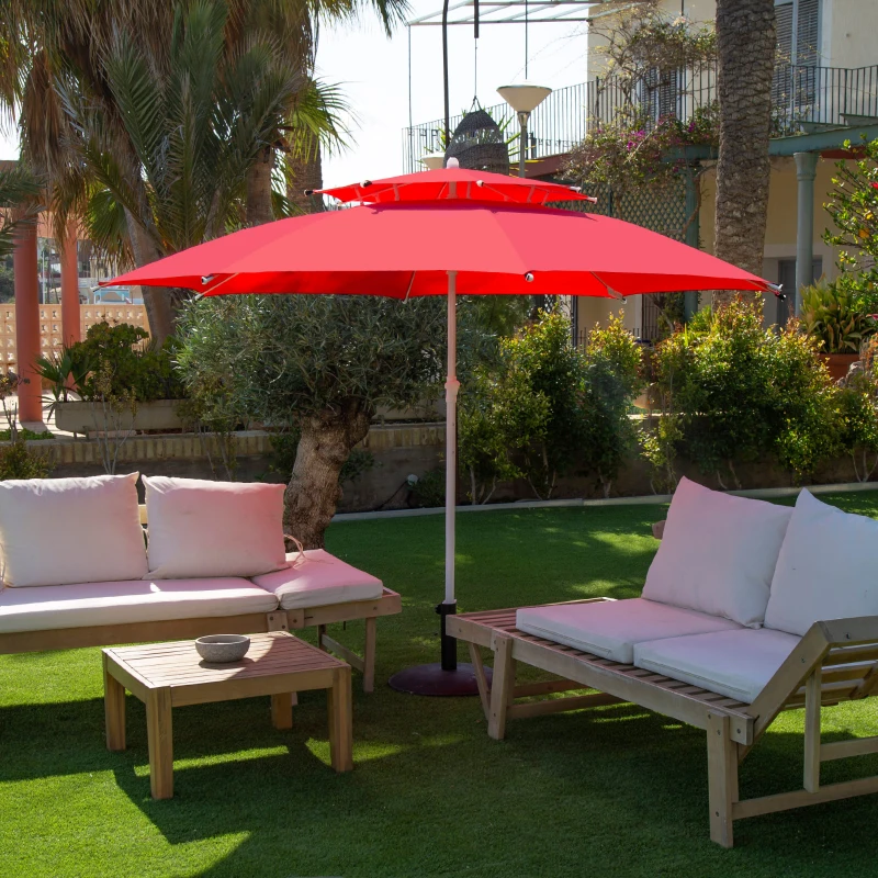 Sombrilla de Playa Antiviento 8 Varillas, 280x280x160 Cm, Rojo