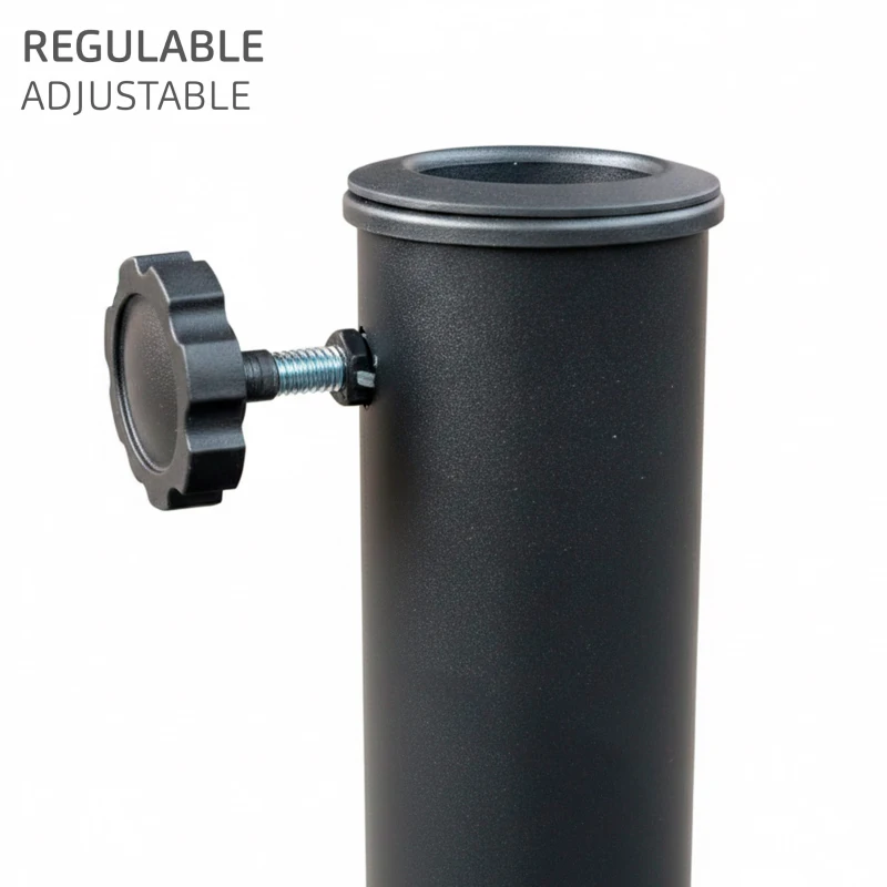 Base para Sombrilla Cuadrada Poliresina 12 Kg Apta para Mástil 38/48 Mm 44x44x33 Cm, Negro