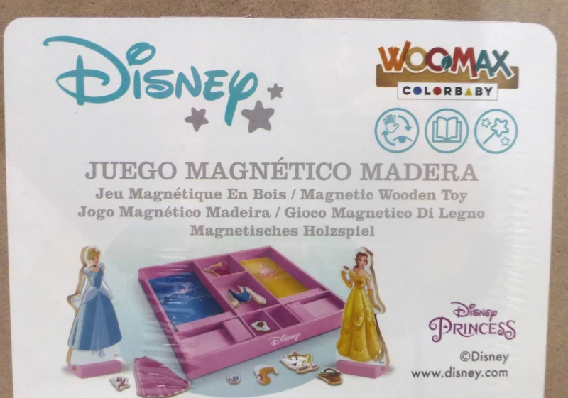 Puzzle Magnético Princesas Disney WOOMAX, 45 Piezas de Madera Natural, 32x3x28 Cm, Multicolor