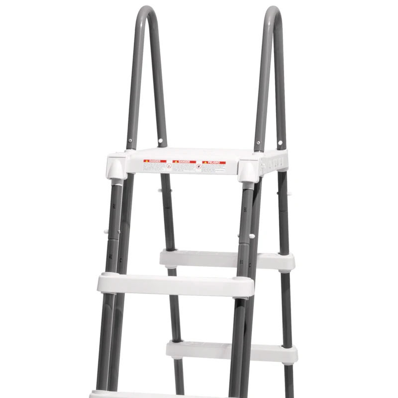 Escalera de Seguridad para Piscina Elevada, 172x124x122 Cm, Gris