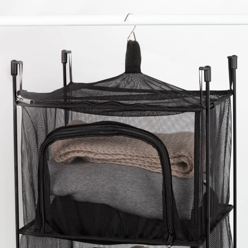Organizador Armario Colgante Plegable 3 Niveles, 40x4x40 Cm, Gris