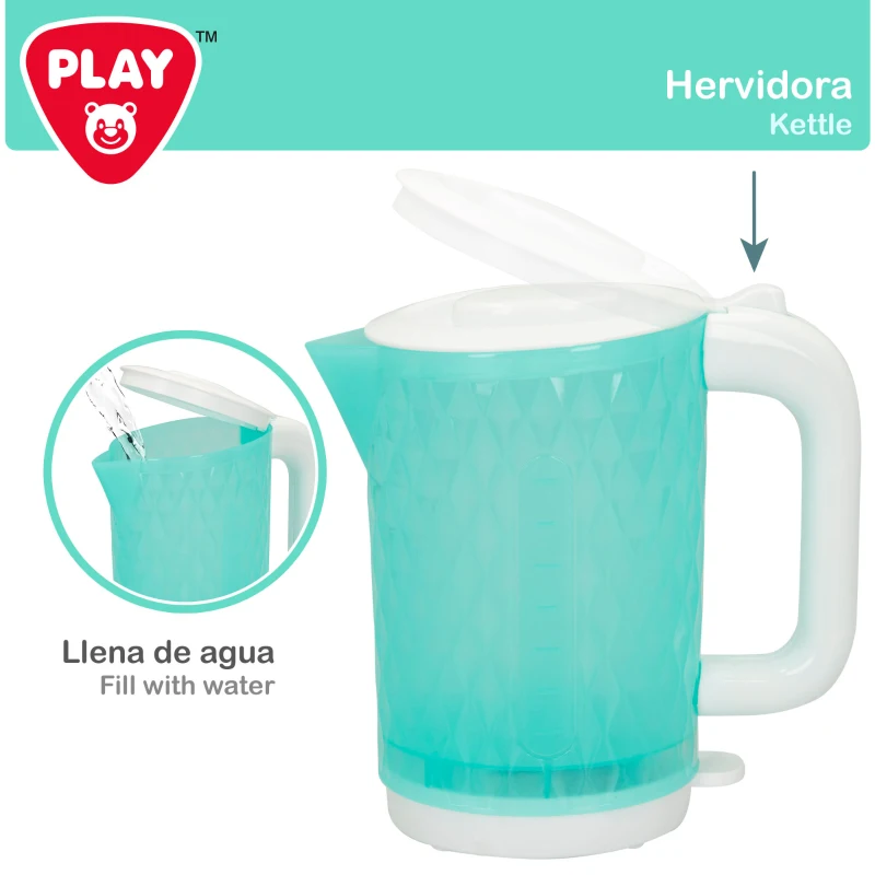 Set Tostadora y Hervidor de Juguete Interactivo, 34,5x9,5x19,5 Cm, Azul Pastel
