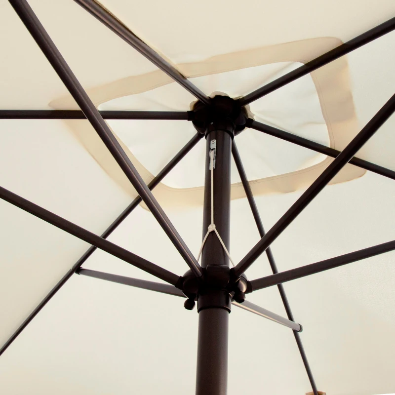 Parasol Rectangular Mástil de Aluminio con Manivela, 200x300x245 Cm, Crema