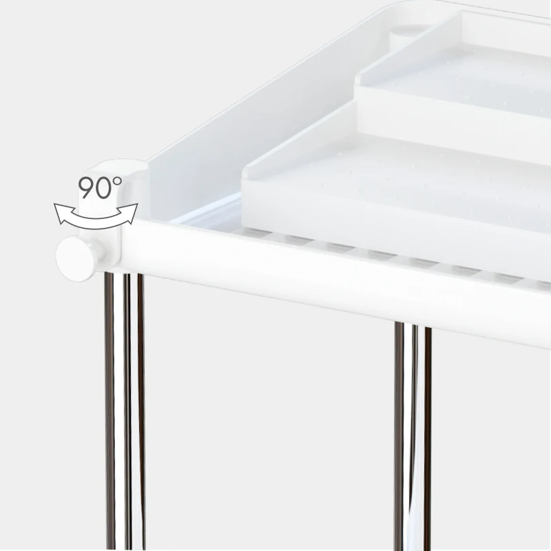 Pack 2 Organizadores de Especias Doble Altura con Bandeja Extraíble, 37,5x19x25,5 Cm, Blanco