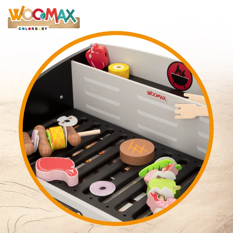 Barbacoa de Madera WOOMAX para Niños, 50,5x34x23,5 Cm, Madera Natural