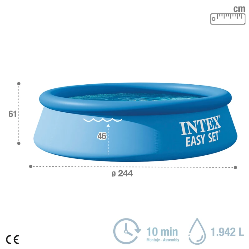 Piscina Hinchable Easy Set INTEX Fácil Montaje, 244x61 Cm, Azul