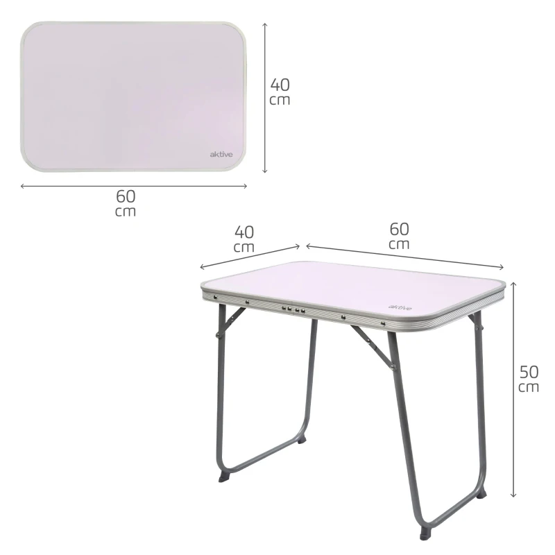 Mesa Plegable Aktive, Estructura Acero 16 Mm y Tablero MDF, 60x40x50 Cm, Malva