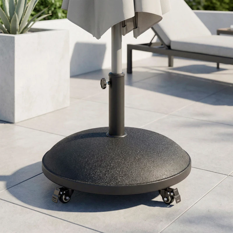 Base para Sombrilla Circular de Cemento con Ruedas y Freno, 50x50x38 Cm, Gris