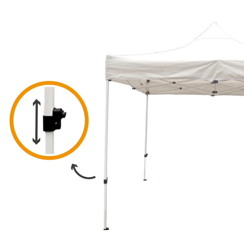 Cenador Plegable Ajustable con Estructura de Acero, 300x300x220/320 Cm, Blanco