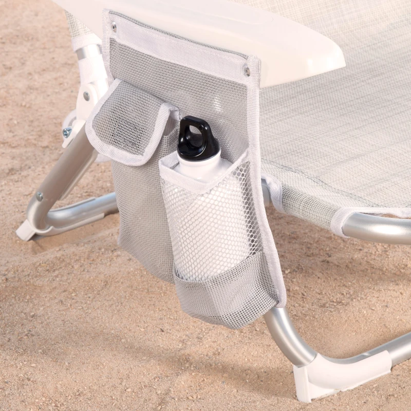Silla Plegable Multiposición Aktive con Cojín y Bolsillo, 51x45x76 Cm, Beige