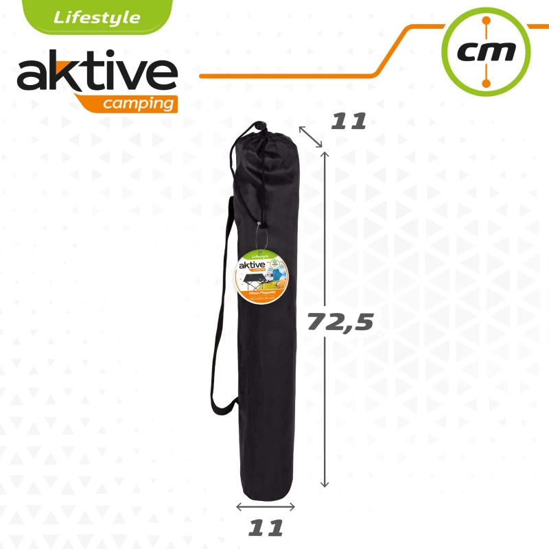 Mesa Plegable Textil para Camping Aktive, 61x50x51 Cm, Negro