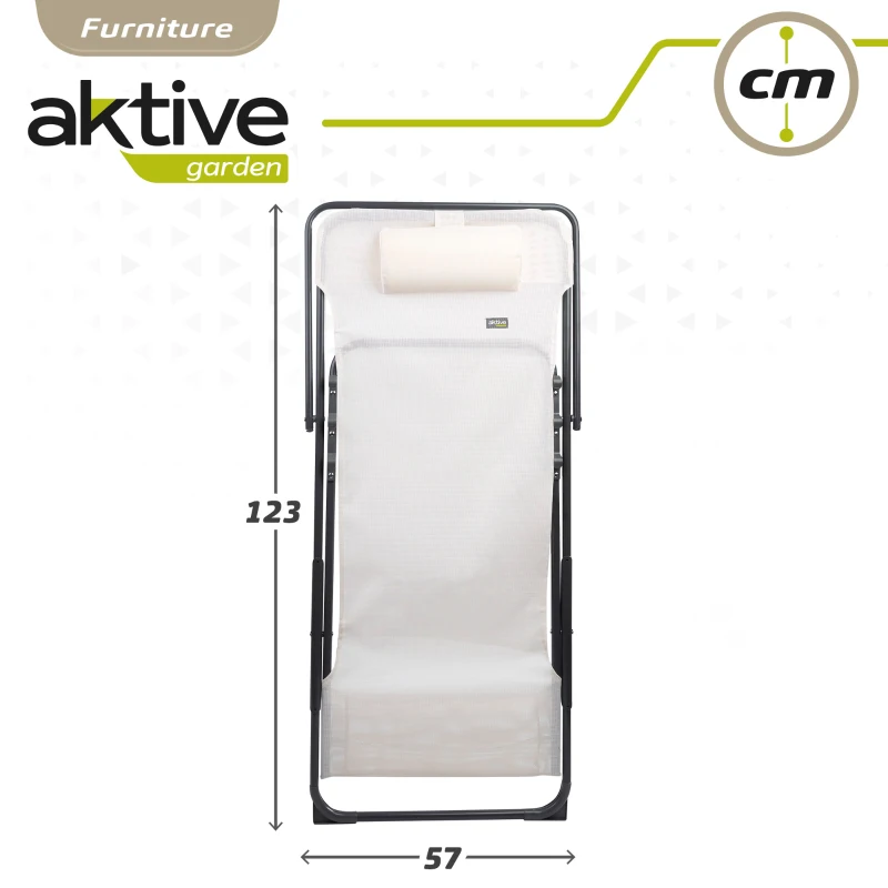 Silla Hamaca Plegable Multiposición con Cojín y Asa, 53x78x87 Cm, Blanco