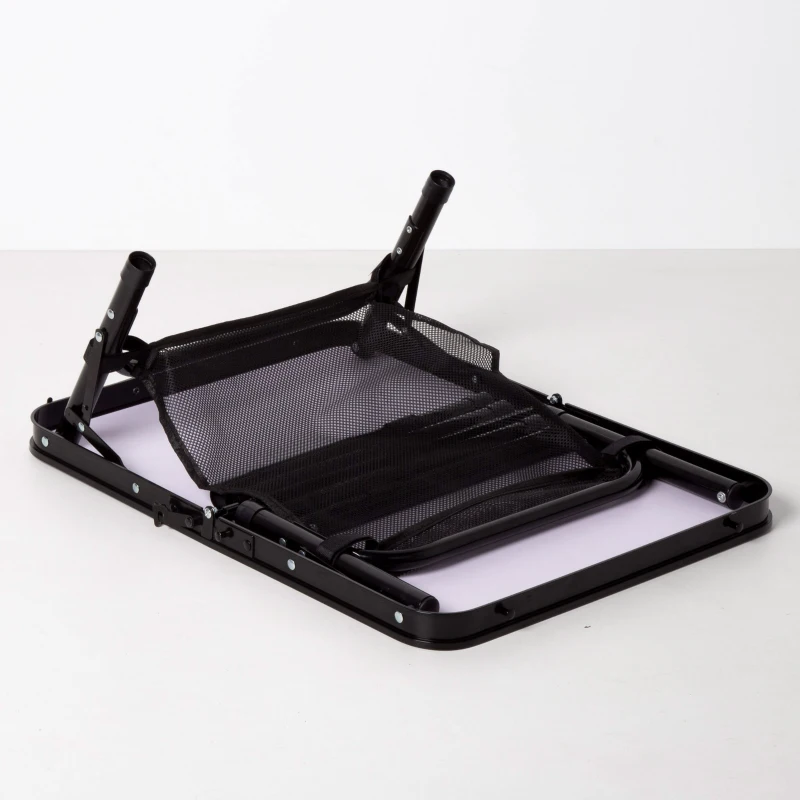 Mesa Plegable Camping Maletín Ajustable 27-56 Cm Antideslizante, 45x7x30 Cm, Negra