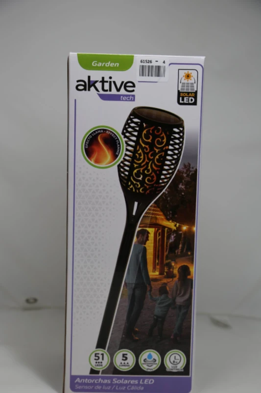 Antorcha Solar LED Efecto Fuego, 11x11x78,5 Cm, Negro