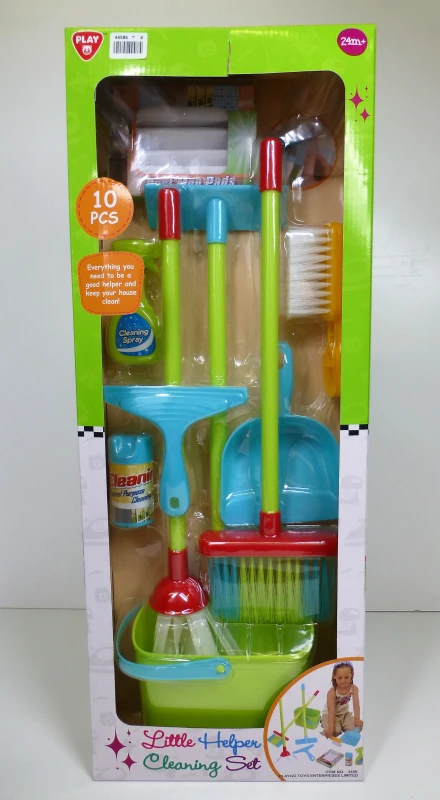 Set de Limpieza Infantil con 10 Accesorios, 25x10x66 Cm, Verde