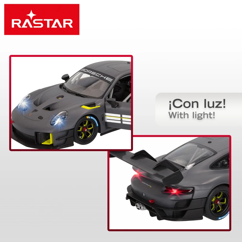 Coche Teledirigido Porsche 911 GT2 RS Clubsport, Escala 1:14, Luces y Puertas, 41x23x17,5 Cm, Gris