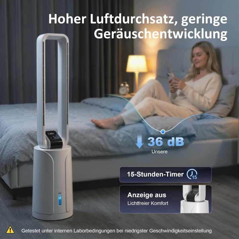HOMCOM Verdunstungsluftkühler mit Fernbedienung, 15-Stunden-Timer, Kühlakku für Zuhause und Büro, Weiß