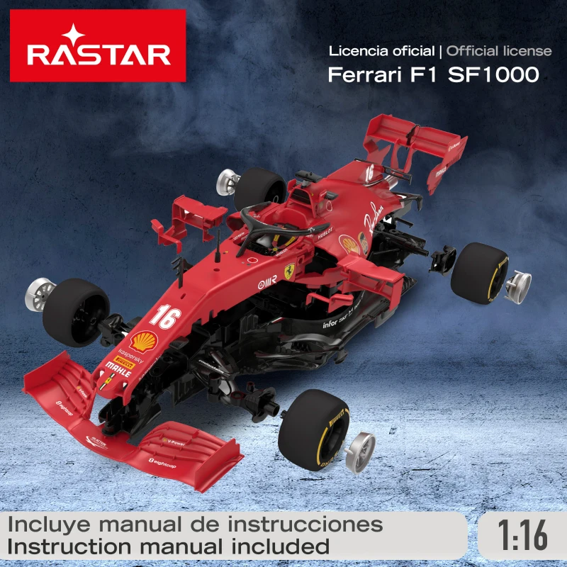 Coche Radiocontrol Ferrari F1 SF1000 Montable 1:16, 35x13x8 Cm, Rojo