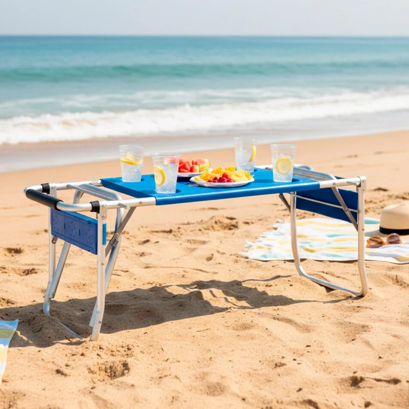 Carro Mesa Playa Plegable Multiuso 2 en 1, 50x78x105 Cm, Azul