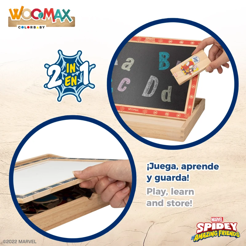 Pizarra Magnética Infantil 2 en 1 de Madera, 30,5x3,5x23 Cm, Rojo