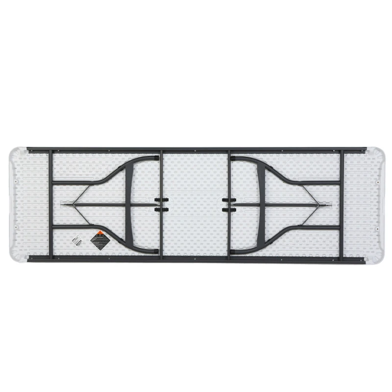 Mesa Rectangular Plegable con Estructura de Acero, 244x76x74 Cm, Blanco Efecto Granito