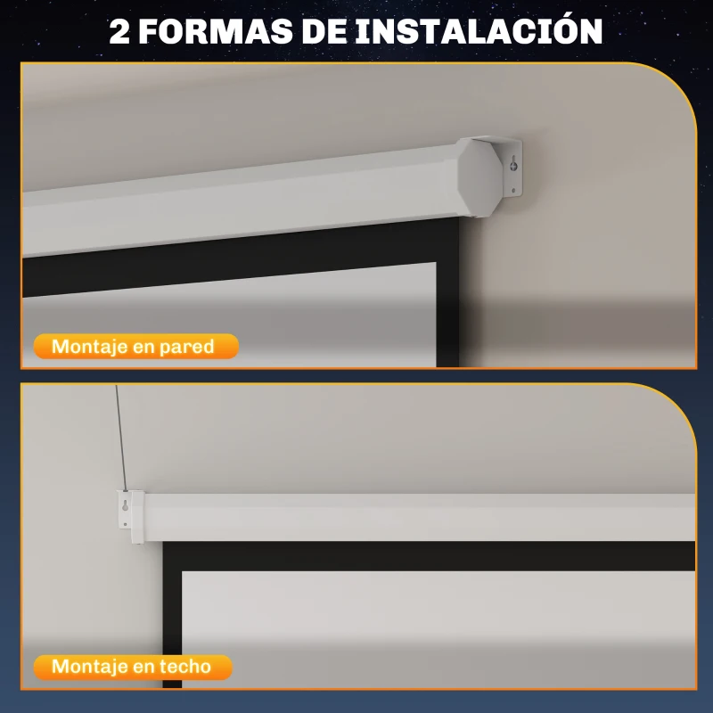 HOMCOM Pantalla de Proyector Manual 120 Pulgadas Pantalla de Proyección Portátil Formato 1:1 para Interior y Exterior Cine en Casa Patio 207x207 cm Blanco