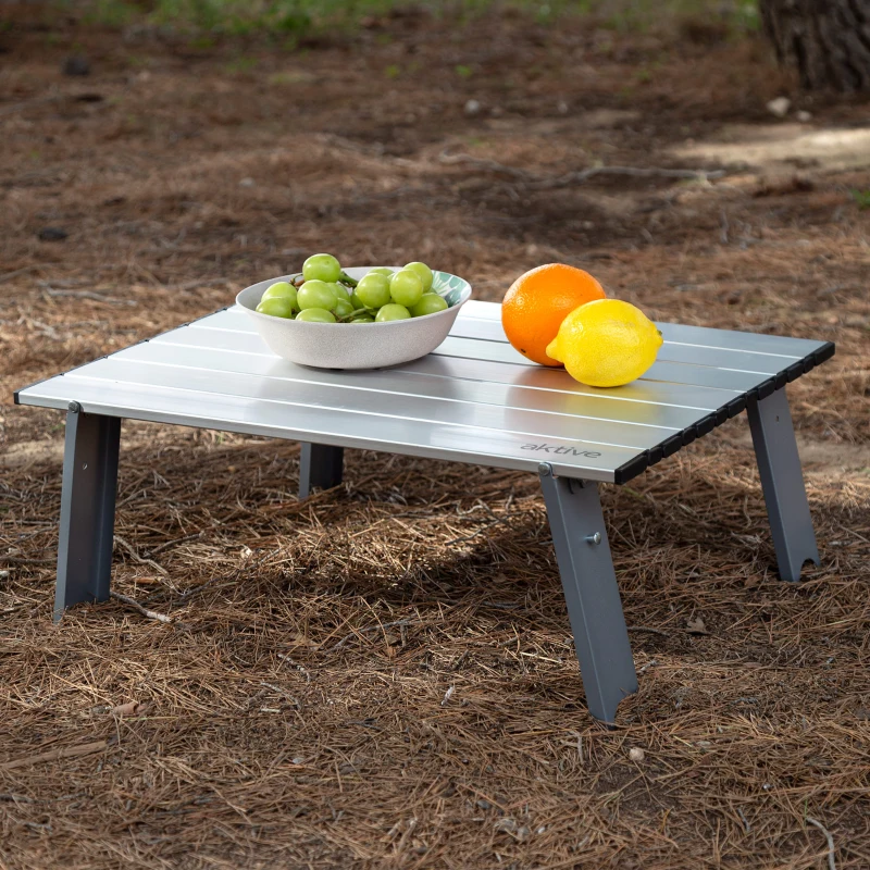 Mesa Plegable Ultraligera Aktive, 55x41x20 Cm, Plateado