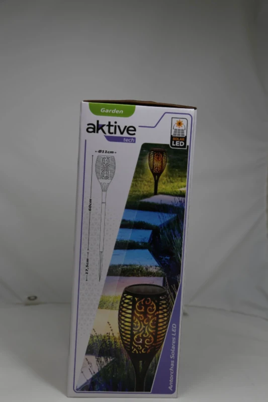 Antorcha Solar LED Efecto Fuego, 11x11x78,5 Cm, Negro