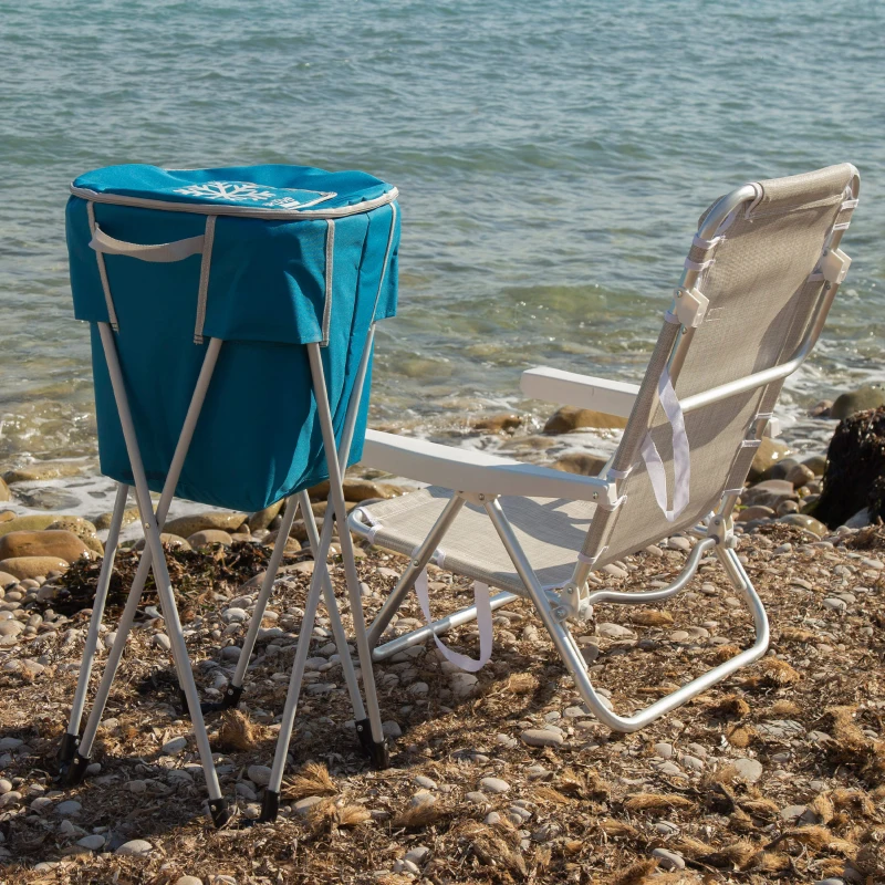 Nevera Portátil Plegable Aktive con Soporte Elevable, 44x35x84 Cm, Azul