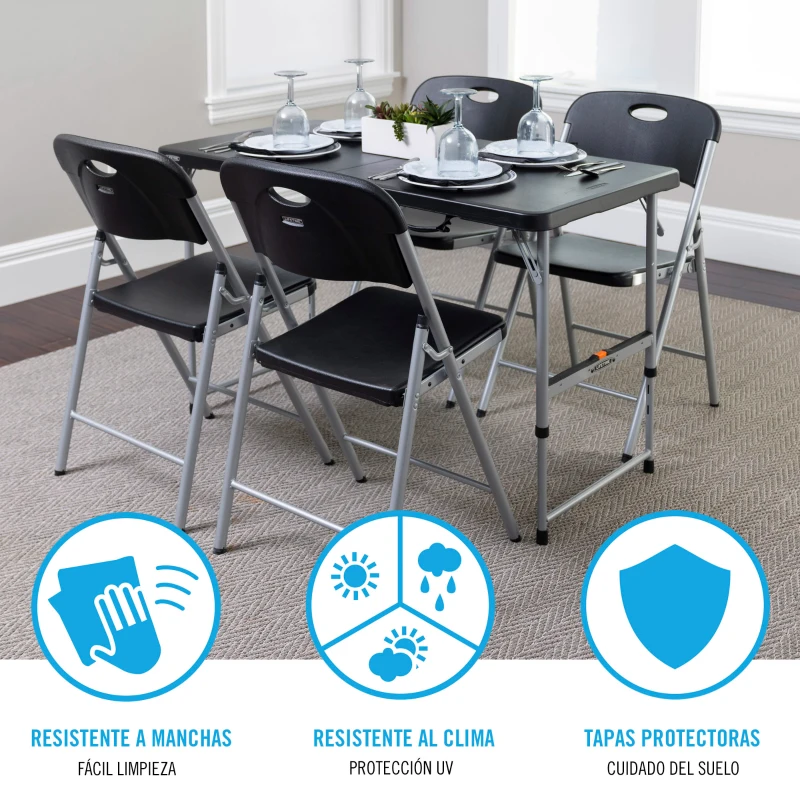 Silla Plegable Lifetime Ligera Ultraresistente 50x48,5x84 Cm, Negro