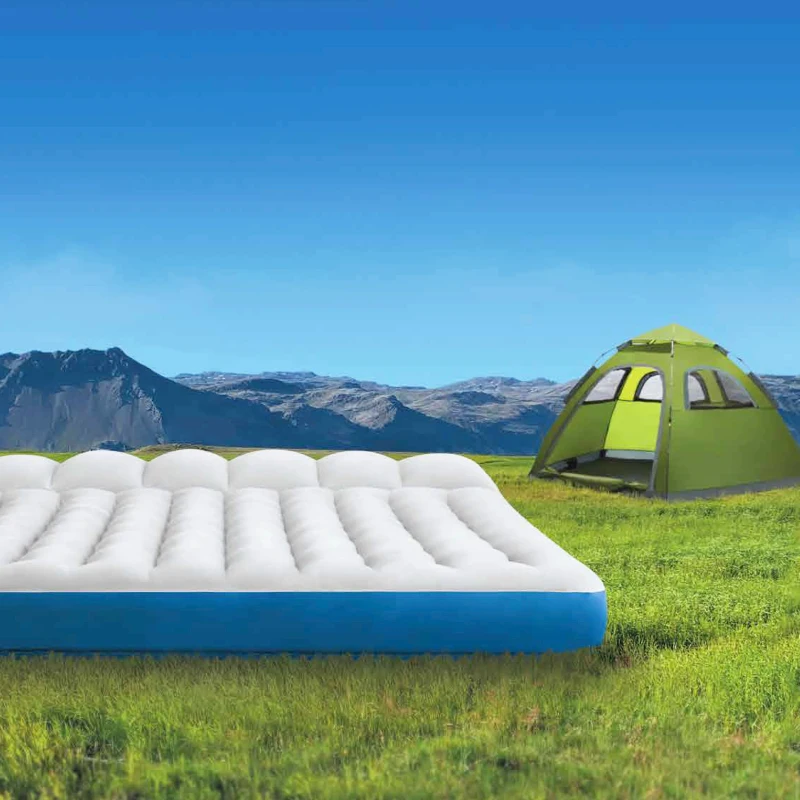 Colchoneta Hinchable Doble Intex Camping 127x193x24 Cm, Gris y Azul