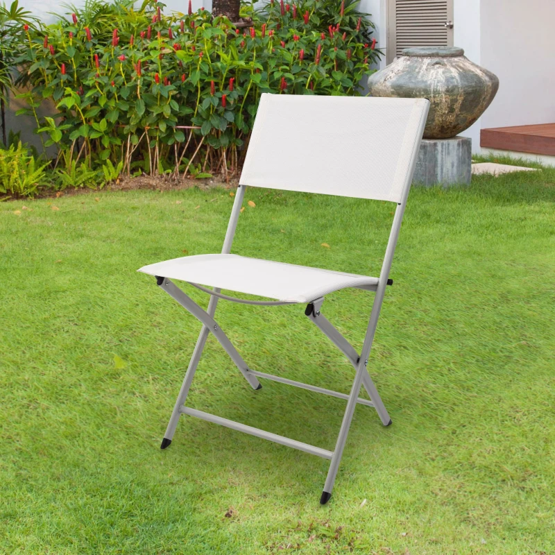 Silla Plegable Jardín Textileno Reforzado, 46x55x81 Cm, Blanco