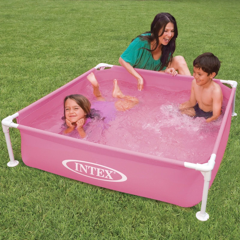 Piscina Desmontable Cuadrada Mini Frame 122x122x30 Cm, Rosa
