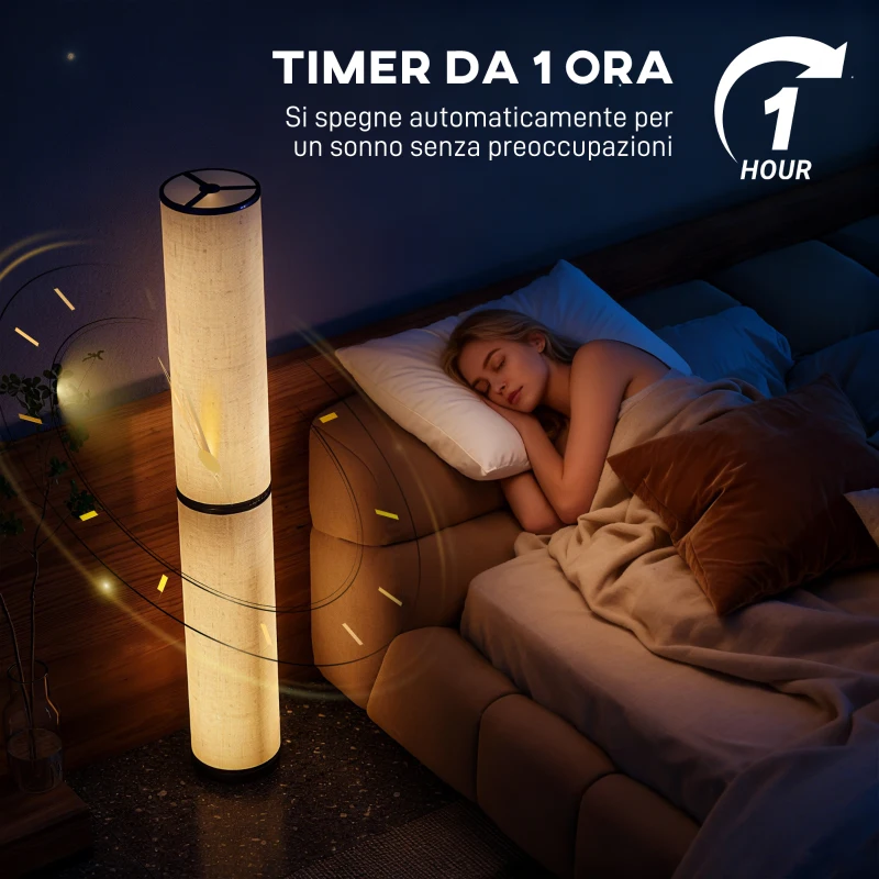 HOMCOM Lampada da Terra con Telecomando e Regolazione Temperatura 3000-6000K, Paralume in Tessuto, Ø20x135 cm, Beige