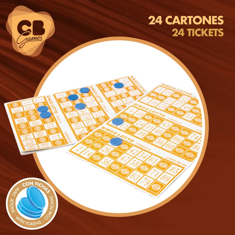 Bingo de Madera CB Games con 90 Bolas y 24 Cartones, 27x32x13 Cm, Madera