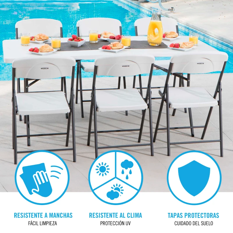 Silla Plegable Ultrarresistente, 47x50x84,5 Cm, Blanca