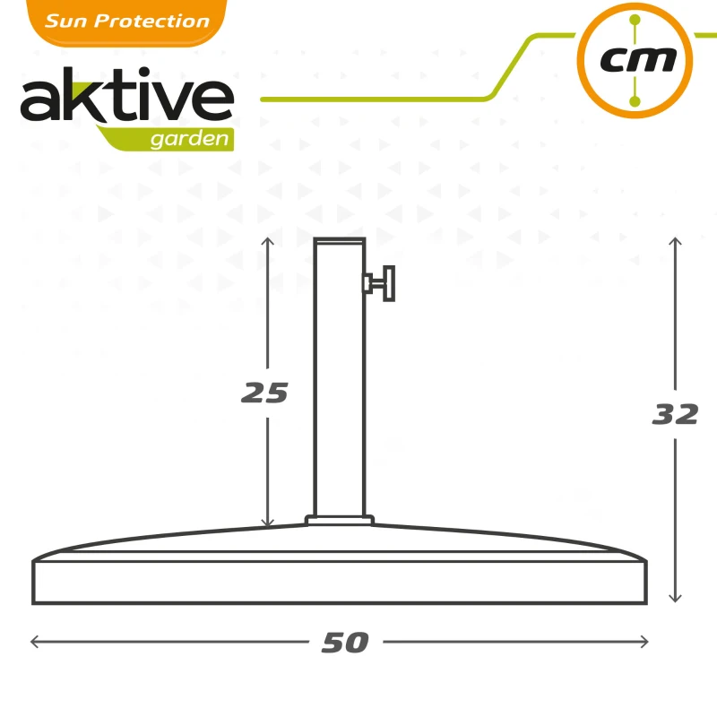 Soporte Parasol Semicircular Poliresina Apto 38/48 Mm, 50x50x32 Cm, Negro