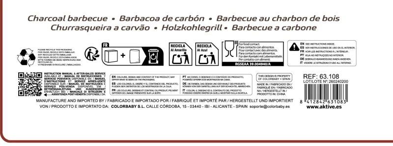 Barbacoa Portátil Carbón Acero Inoxidable Parrilla 4 Alturas, Ruedas y y Asa, 55x43x82 Cm, Negro