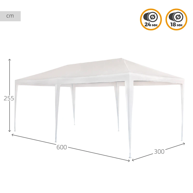 Cenador Desmontable Extragrande, 600x300x255 Cm, Blanco
