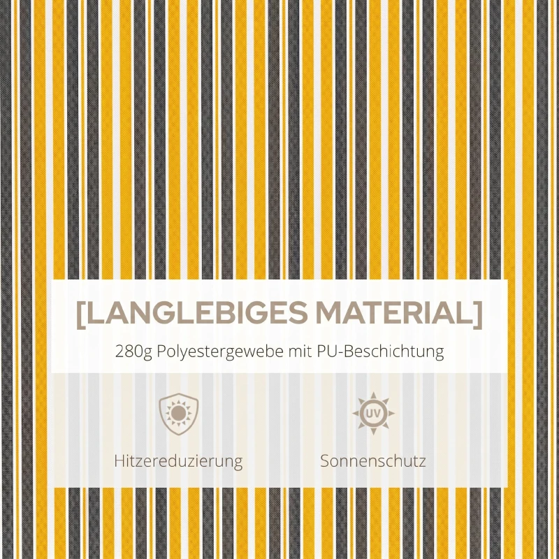 Outsunny Markise Sonnenschutz Sonnendach, 3, 5 m x 2,5 m, Gelb + Grau